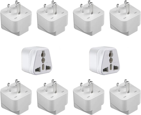 TEWOXIN 10PCS UK/AU to USA Travel Adapter Plug,3-Prong Grounded NEMA 5-15P,10A/250V Power Converter