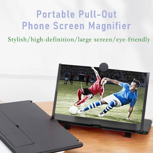 Dymicbit 12-inch 3D Phone Screen Magnifier, HD Mobile Projector Screen for Movies & Videos, Foldable Phone Stand