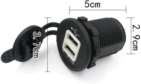 Onwon Dual USB Power Adapter Charger Socket Waterproof Power Outlet 5V 2.1A & 1A for Car Boat Marine Motorcycle RV Truck Camper Vehicles and More