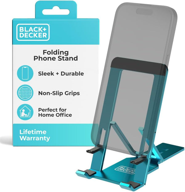 BLACK+DECKER Phone Stand for Desk - Folding Cell Phone Stand Holder - Adjustable