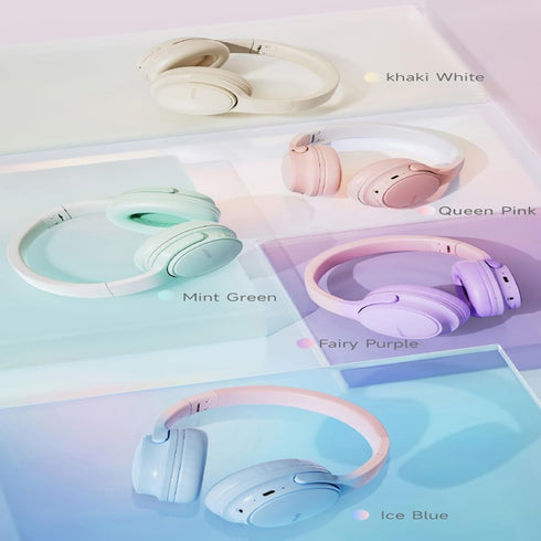 SLuB Wireless Headphones Over Ear, Foldable Bluetooth Headset, HD Stereo Sound, 30H Playtime, Khaki