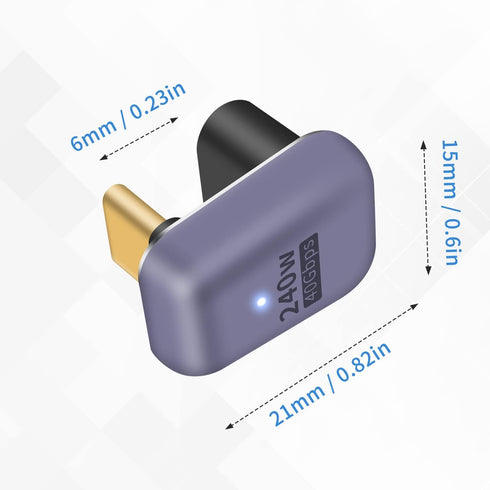 Poyiccot 180 Degree USB C Adapter, 2Pack U Shape USB C Adapter 240W, 40Gbps, Support 8k Video Audio Display for Laptop