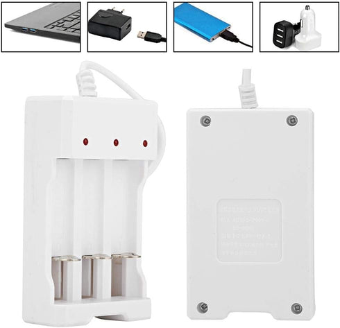 Portable Universal Rechargeable 3.6V Smart Charger for AA and AAA Batteries, Three Slots
