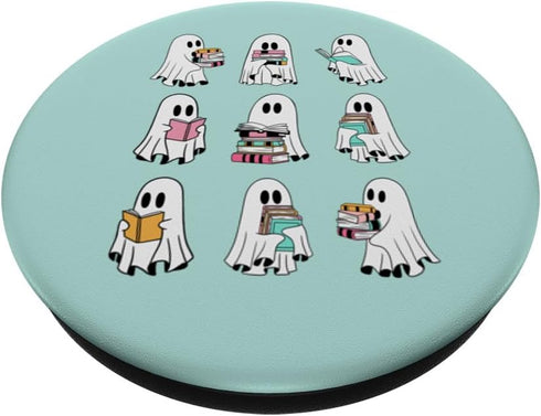 PopSockets Standard PopGrip Ghost Reading Books Retro Groovy Spooky Reader
