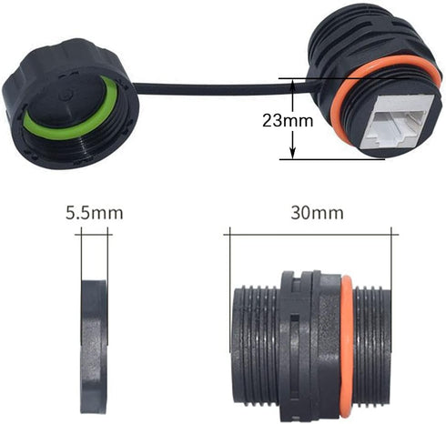 5PCS Panel Mounting Shielded CAT6A RJ45 Waterproof Connector - Cat5/5e/6/6E 8P8C Ethernet LAN Cable Coupler with