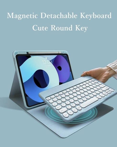 Keyboard Case for iPad Pro 11 inch M4, Round Key Colour Detachable Bluetooth Keyboard, Dark Green