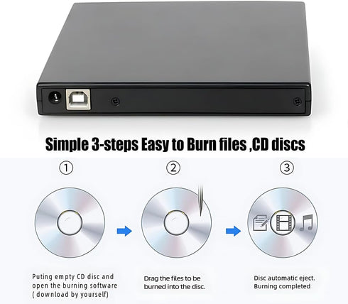 gingo 11/10/8/7 External CD DVD Drive Player, USB Slim Portable CD-ROM DVD+/-RW Drive Recorder CD Burner Reader Writer