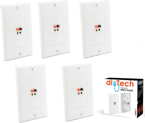 Premium Speaker Wall Plate, Spring Loaded Audio Wall Plate for Home Theater Wall Mount Speakers, 5 Pack White