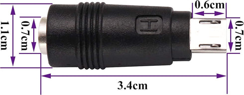 USB to DC Power Adapter, Micro Male to DC 5.5x2.1mm Female Connector for Laptop PC Charging