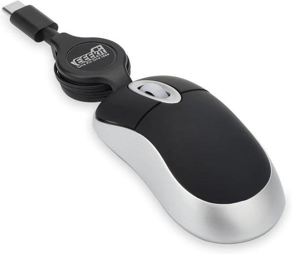 EEEKit Mini Wired USB C Mouse, 3-Button Retractable Corded Mouse Optical Computer Mice