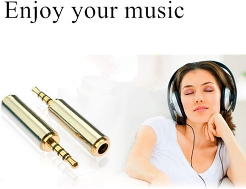 Adhiper 2.5mm Male to 3.5mm Female Audio Adapter, Gold Plated Aux Plug Splitter, 3 Ring Jack Support (2 Pack)