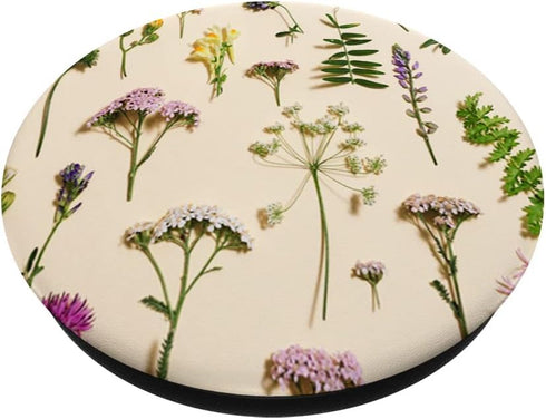 Cute Summer Wildflowers Pattern Design Floral on Beige PopSockets Swappable PopGrip