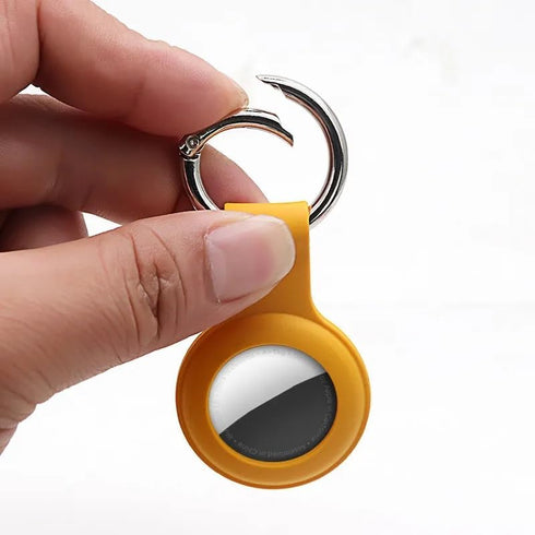 AirTag Keyring Silicone Case with Hook for Apple Air Tag GPS Tracker, Anti-Lost, Anti-Scratch, Shock Resistant (Pink)