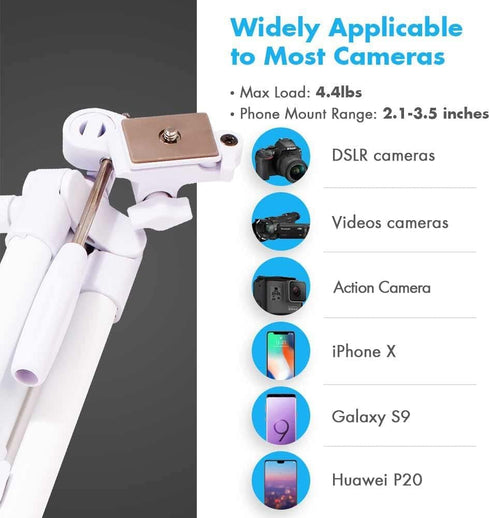 Fotopro 59'' 3-Way Camera Tripod, Portable Tripod for iPhone with Bluetooth Remote, Aluminum Video Camera Tripod