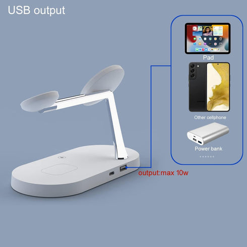 5 in 1 Magnetic Wireless Charging Stand, 15W Fast Mag-Safe Charging Station for iPhone 15/14/13/12, iWatch, Airpods