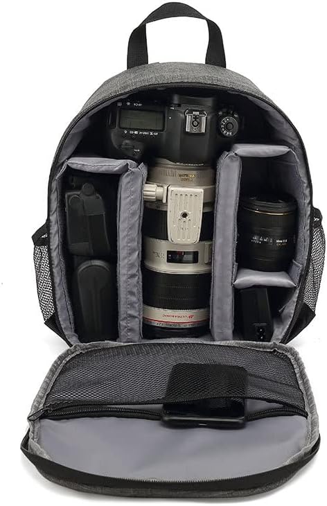 Waterproof Camera Backpack, Large Capacity Camera Bag for Unisex Outdoor Photography Hiking Travel, Grey