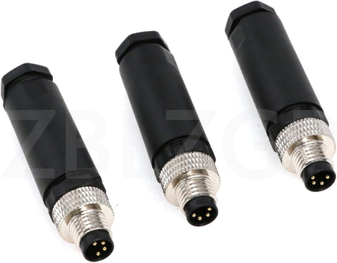M8 4Pin Male Connector Industrial Sensor Waterproof IP67 A Coding Circular Aviation Connector, 3Pack