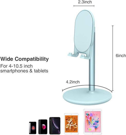 Bright Stone Adjustable Phone Stand for Desk, Compatible with 4"-12.9" Phones/Tablet/iPhone/iPad/Switch (Blue)