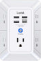 5-Outlet Wall Charger Surge Protector with 4 USB Ports - 1680J Multi Plug for Home, Office, Travel