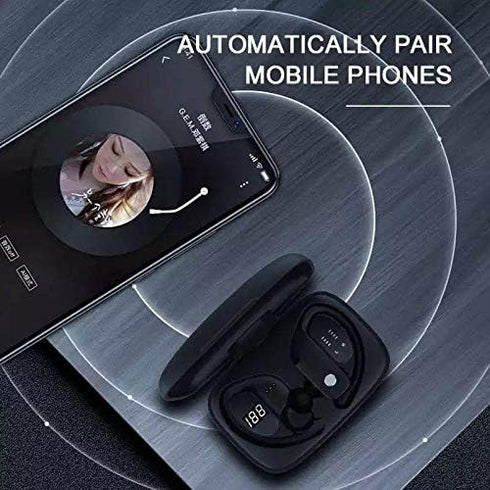 SUNOL T16 Wireless Earbuds with 80hrs Playtime, Wireless Charging Case, Digital Display, LED Display Over-Ear Buds,