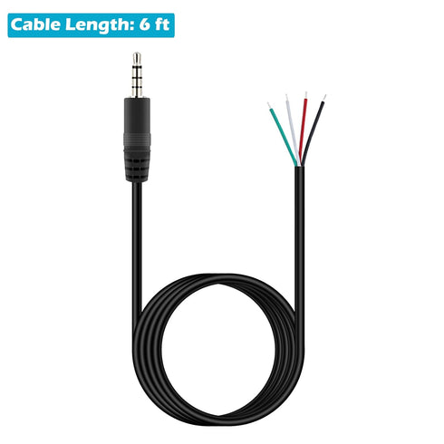 Fancasee 2 Pack 6 ft Replacement 3.5mm Male Plug to Bare Wire Open End TRRS 4 Pole Stereo 1/8" 3.5mm Plug Jack