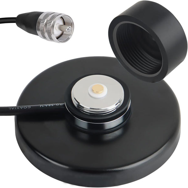 Arridioter NMO Antenna Mount Magnetic Base 90mm with PL259 Male Connector, 16.4FT/5 Meters