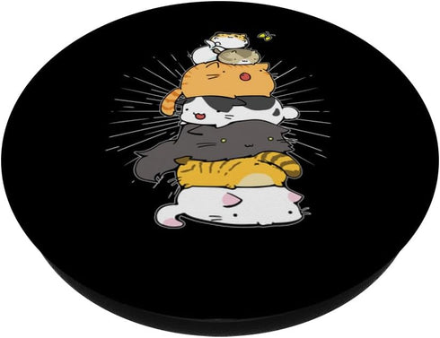 Cats Meowtain Pile Cat Anime Kawaii Kitten Lover Funny Gift PopSockets Standard PopGrip