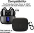 Earbuds Case Compatible with TAGRY X08 Wireless Headphone, Silicon Protective Cover with “S” Shaped Dual Carabiner, with Window for LED Display (Black)