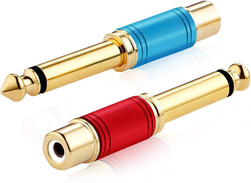 Tisino RCA to 1/4 Adapter, Gold Plated Pure Copper RCA Female to Quarter Inch Jack, 2 Pack