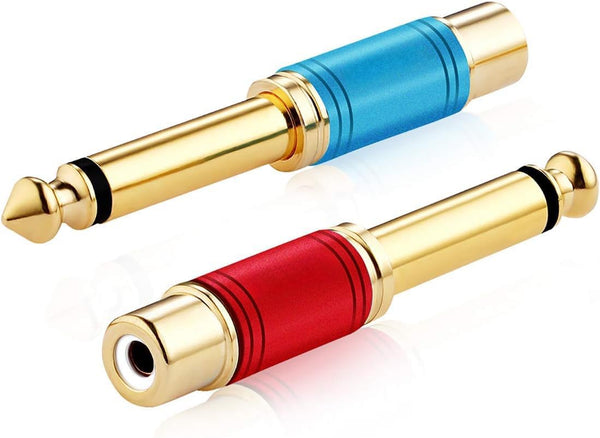 Tisino RCA to 1/4 Adapter, Gold Plated Pure Copper RCA Female to Quarter Inch Jack, 2 Pack