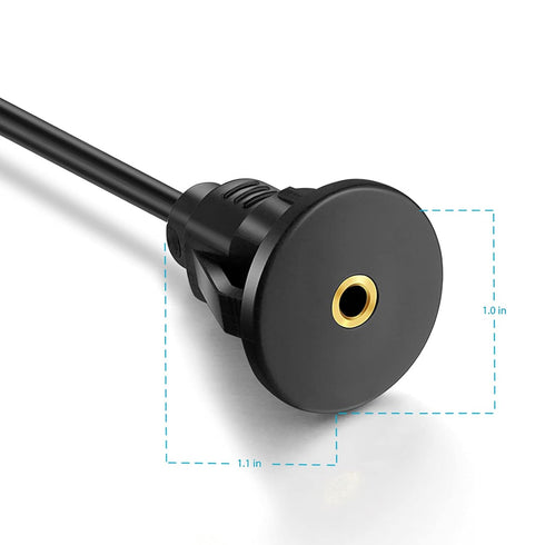 3.5mm Male to 3.5mm Female AUX Audio Jack Extension Cable, 6 Feet with Mounting Panel for Car, Boat, Motorcycle