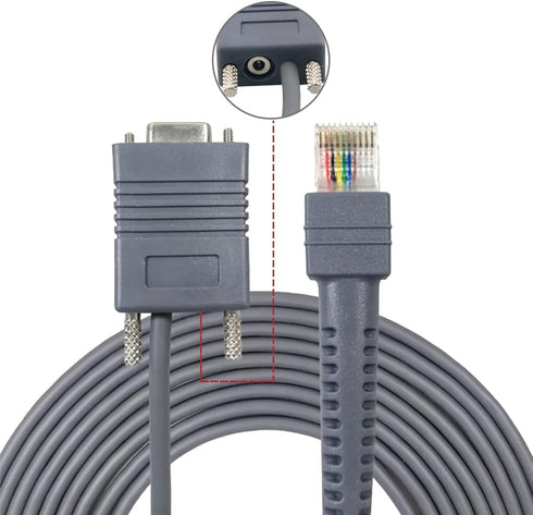 RJ45 RS232 DS3578 DS9808 DS9808 DS6608 DS4208 (3M 9FT RS232 Barcode Scanner Cable to Straight Cable for Symbol Zebra /