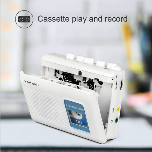 Portable Cassette Player Tape Recorder with Built-in Speaker, Microphone, Headphone Jack