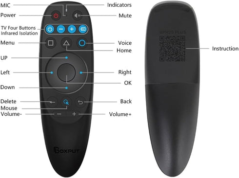 BPR2S Plus Air Mouse Remote Control, Bluetooth Voice Remote with USB Receiver, 6 Axis Gyroscope for Android TV Box
