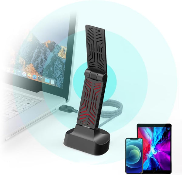WAVLINK USB WiFi Adapter for Desktop PC, AC1900 Dual Band Wireless Network Adapter for Laptop, Support Windows and MacOS