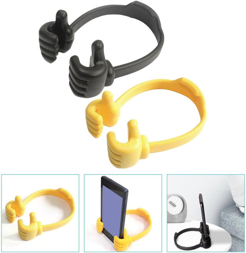 FONDOTIN 2pcs Thumb Gesture Phone Supports Creative Smartphone Brackets for Office and Home Use Black and Yellow Cell
