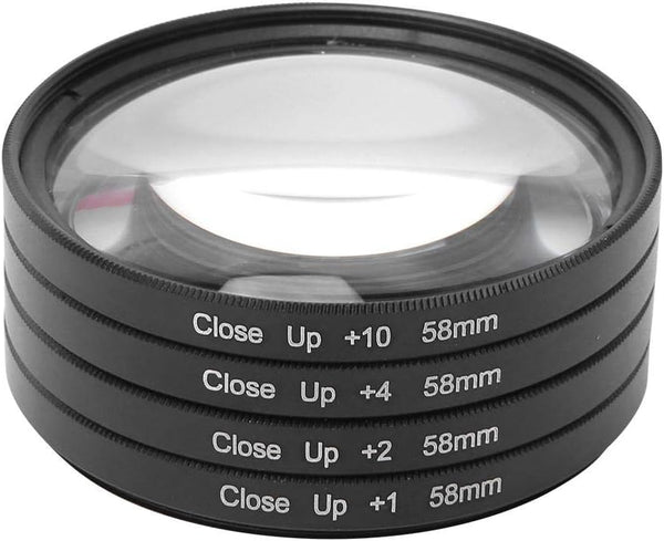 Optical Glass Macro Close Up Filters, 58mm Macro Lens Filter Kit +1/+2/+4/+10