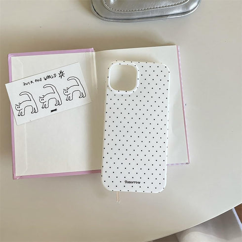 inewateri 13/iPhone 14 13/14-White Compatible with iPhone Case with Cute Fashion Polka Dot Aesthetics Design Simple