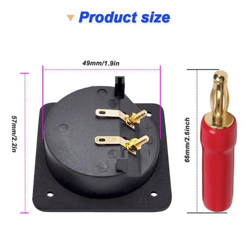 Speaker Box Terminal Cup, 3.1” Round Push Spring Loaded Jacks, Double Binding Post Terminal Plates, 6 Pack