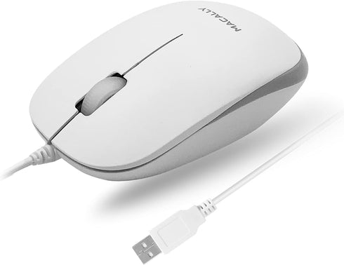 Macally USB Wired Mouse for Mac & Windows - 3 Button Corded Computer Mouse with Scroll Wheel