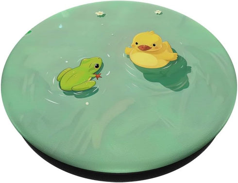 Cute Kawaii Duck & Frog Green Water Lake PopSockets Standard PopGrip for Teenage Girl
