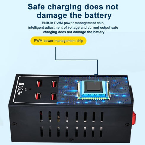 10-Port Charging Station, 10-in-1 Multi Port USB Charger for iPhone 13/14/15, 60W Power Delivery Accessory