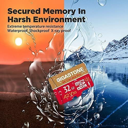 Gigastone 5-Years 32GB 2-Pack, 4K 95/35MB/s U3 A2 V30 Data Recovery Micro SD Card Camera Pro, Compatible with GoPro