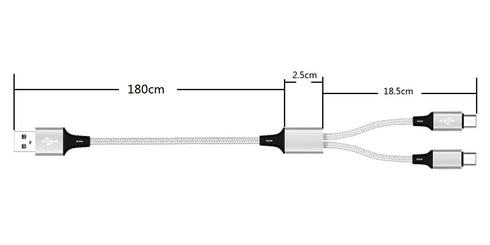 IFLASH 6ft Long Dual MicroUSB Splitter Charge Cable - Power up to Two (2) Micro USB Devices at Once from a Single USB Port - Ideal for Any Micro USB Powered Device Including GPS, Smart Phones