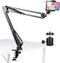 Cell Phone Holder, Overhead Video Phone Mount, Articulating Arm Webcam Stand for Live Streaming