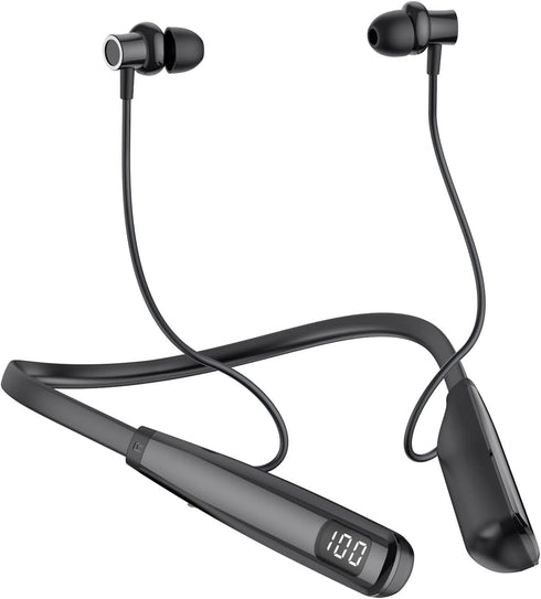 Wireless Waterproof Sports Earphones with 50 Hours Playback, Bluetooth Earphones with Microphone for Gym Running