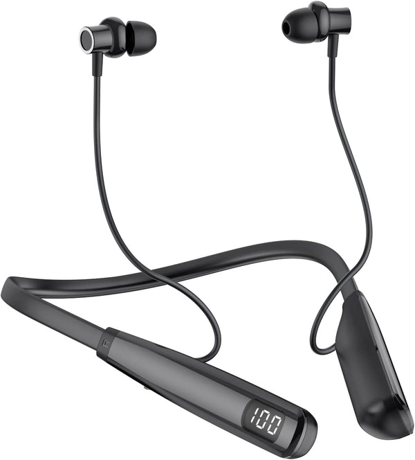 Wireless Waterproof Sports Earphones with 50 Hours Playback, Bluetooth Earphones with Microphone for Gym Running