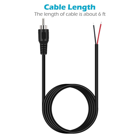 Fancasee 2 Pack 6 ft Speaker Wire RCA Male Plug Jack Connector to Bare Wire Pigtail RCA Cable