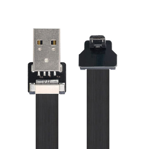 chenyang Micro USB Flat Cable USB 2.0 Male to Micro USB Male 90 Degree UP Angled Ribbon Flex Extension Cable 2.0M