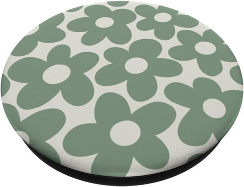 Sage Green Aesthetic Cute Flowers Women Floral Retro Daisy PopSockets Standard PopGrip